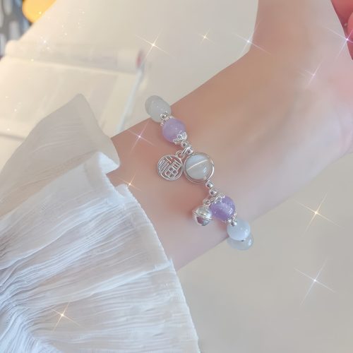 Pulsera de Soporte con Amatista Ojo de Gato y Caracter Fu Pulsera de Soporte con Amatista Ojo de Gato y Caracter Fu