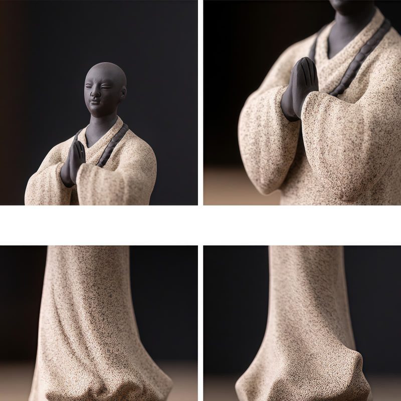 Dekorasi Patung Biksu Meditasi Keramik yang Penuh Welas Asih Ceramic Compassion Meditating Monk Decoration