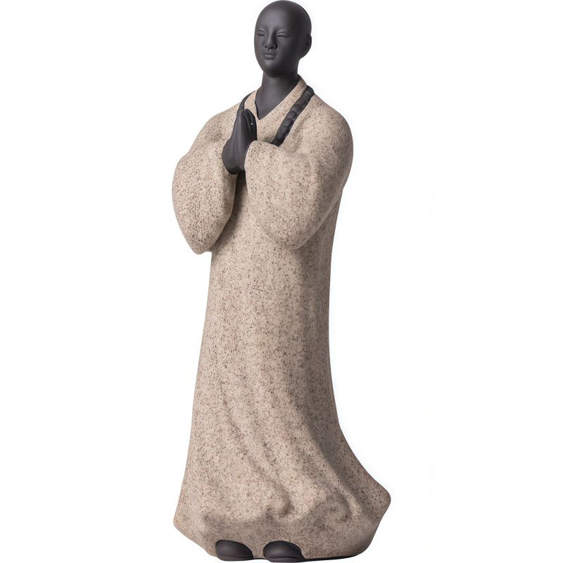 Dekorasi Patung Biksu Meditasi Keramik yang Penuh Welas Asih Ceramic Compassion Meditating Monk Decoration