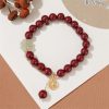 Pulsera de Trébol de la Suerte con Cinabrio y Jade de Hetian Cinnabar & Hetian Jade Lucky Clover Bracelet