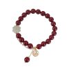 Pulsera de Trébol de la Suerte con Cinabrio y Jade de Hetian Cinnabar & Hetian Jade Lucky Clover Bracelet