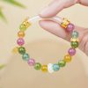 Pulsera con dije de carácter Fu y turmalina multicolor Colorful Tourmaline Fu Character Charm Bracelet