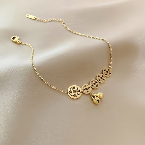 Tobillera con Encanto de Campana y Monedas de Cobre Tradicional Tobillera con Encanto de Campana y Monedas de Cobre Tradicional