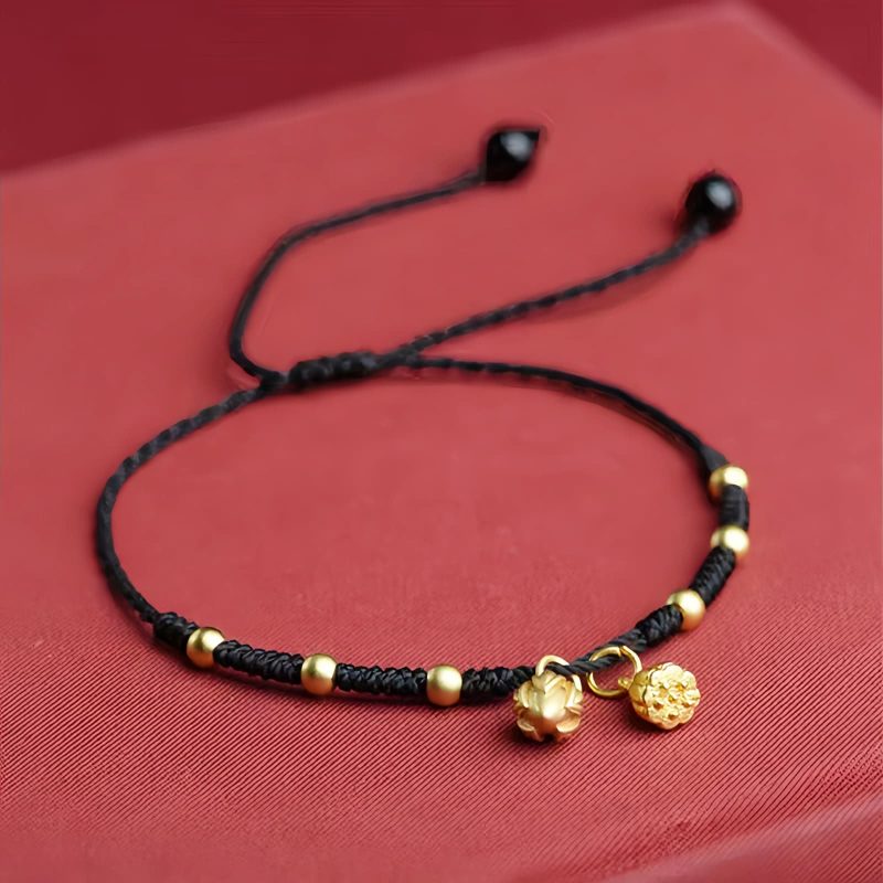 Tobillera con dije de Flor de Loto para la Suerte Lotus Pod Luck Rope Anklet