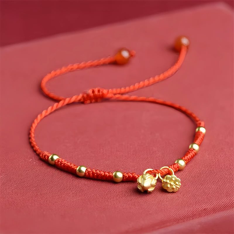 Tobillera con dije de Flor de Loto para la Suerte Lotus Pod Luck Rope Anklet