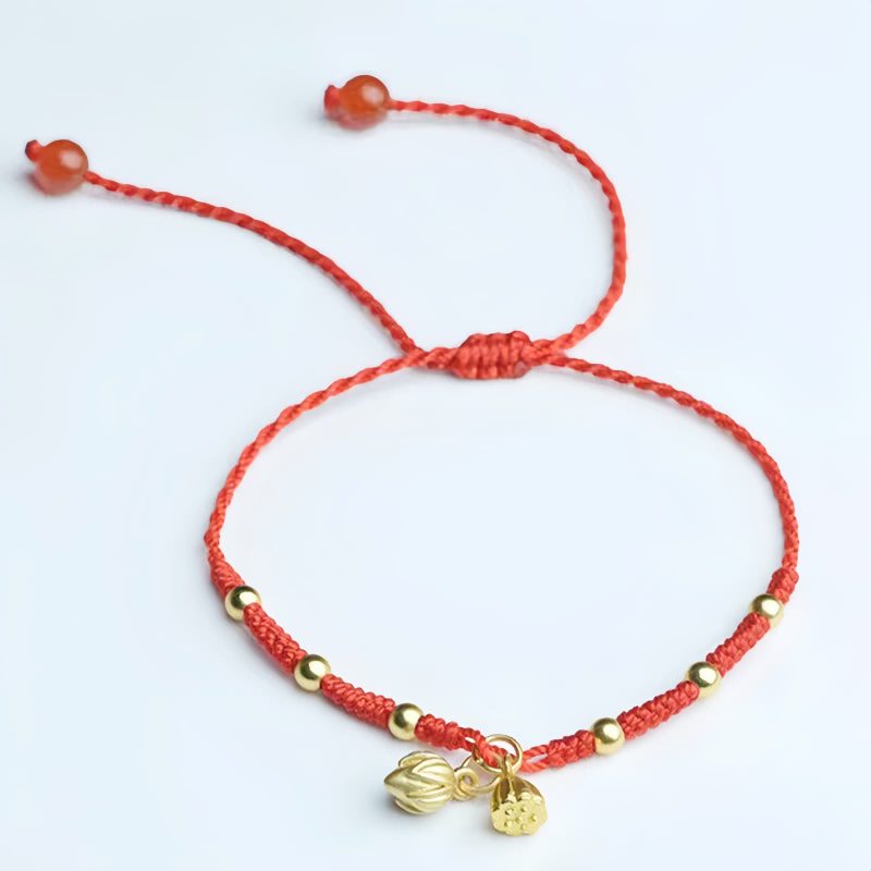 Tobillera con dije de Flor de Loto para la Suerte Lotus Pod Luck Rope Anklet