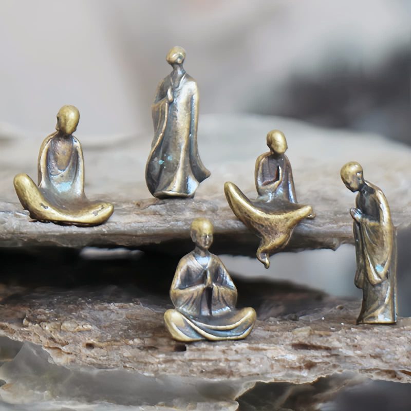 Set Patung Meditasi Buddha Mini Metal Metal Mini Buddha Meditation Statues Set
