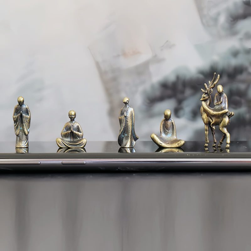 Set Patung Meditasi Buddha Mini Metal Metal Mini Buddha Meditation Statues Set