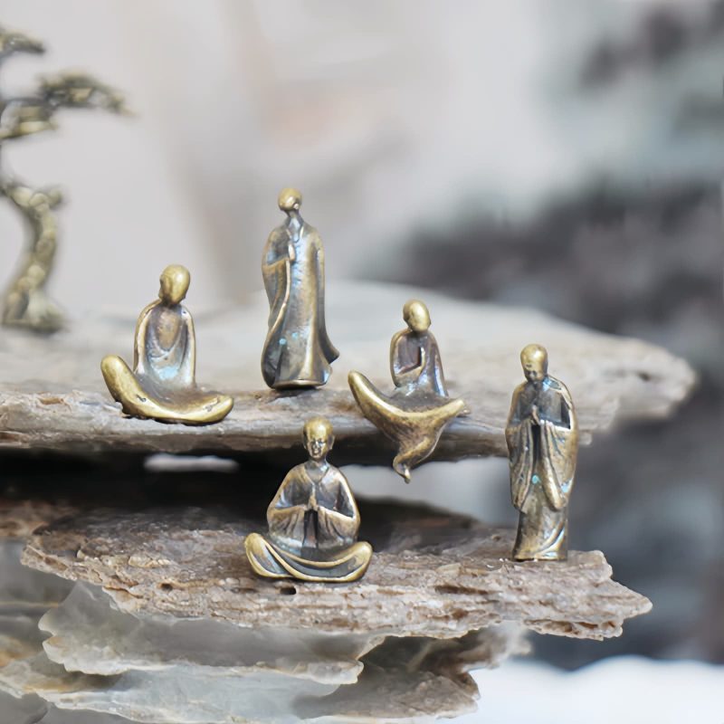 Set Patung Meditasi Buddha Mini Metal Metal Mini Buddha Meditation Statues Set