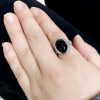 Cincin Perlindungan yang Dapat Disesuaikan dari Batu Onyx Hitam Alami Natural Black Onyx Adjustable Protection Ring