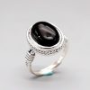 Cincin Perlindungan yang Dapat Disesuaikan dari Batu Onyx Hitam Alami Natural Black Onyx Adjustable Protection Ring