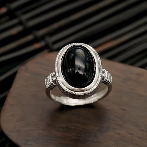 Anillo de Protección Ajustable de Ónix Negro Natural Anillo de Protección Ajustable de Ónix Negro Natural