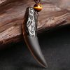 Collar con Diente de Lobo de Obsidiana Negra Natural: Amuleto de Valentía Natural Ice Obsidian Wolf Tooth Courage Pendant