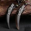 Collar con Diente de Lobo de Obsidiana Negra Natural: Amuleto de Valentía Natural Ice Obsidian Wolf Tooth Courage Pendant
