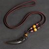 Collar con Diente de Lobo de Obsidiana Negra Natural: Amuleto de Valentía Natural Ice Obsidian Wolf Tooth Courage Pendant