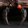 Collar con Diente de Lobo de Obsidiana Negra Natural: Amuleto de Valentía Natural Ice Obsidian Wolf Tooth Courage Pendant