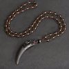 Collar con Diente de Lobo de Obsidiana Negra Natural: Amuleto de Valentía Natural Ice Obsidian Wolf Tooth Courage Pendant