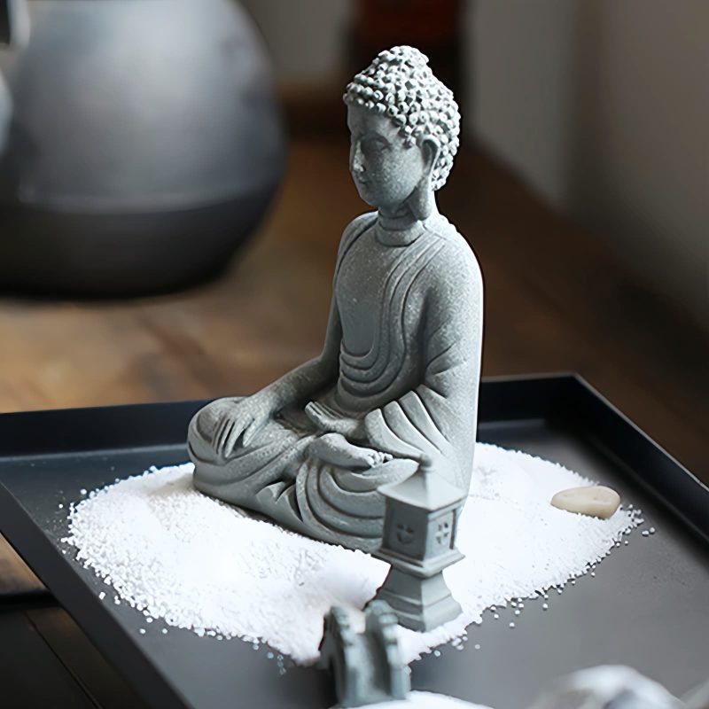 Decoración de Buda Sentado en Arenisca Natural Natural Sandstone Sitting Buddha Decoration
