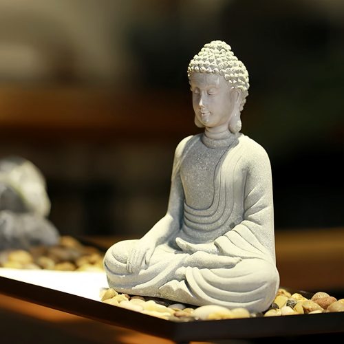 Decoración de Buda Sentado en Arenisca Natural Decoración de Buda Sentado en Arenisca Natural
