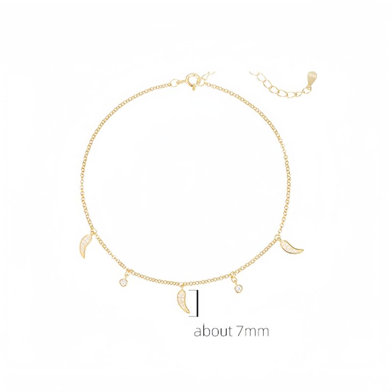 Anting Perak Sterling dengan Pesona Lada Zircon untuk Perlindungan Sterling Silver Protection Anklet with Zircon Pepper Charm