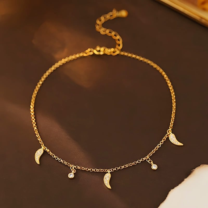 Anting Perak Sterling dengan Pesona Lada Zircon untuk Perlindungan Sterling Silver Protection Anklet with Zircon Pepper Charm