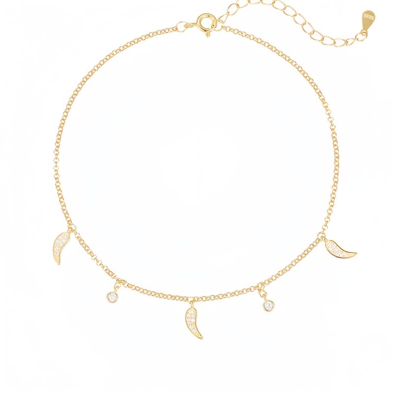 Anting Perak Sterling dengan Pesona Lada Zircon untuk Perlindungan Sterling Silver Protection Anklet with Zircon Pepper Charm
