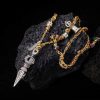 قلادة بتصميم دورجة فاجرا وأوم مانى بادمي هوم من الفضة الإسترلينية عيار 925 التبتية Tibetan 925 Sterling Silver Dorje Vajra Om Mani Padme Hum Necklace Pendant