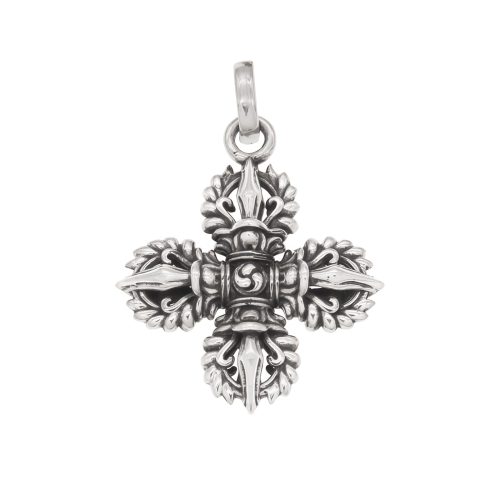 Collar Tibetano de Plata Esterlina 925 con Doble Dorje Vajra para la Fuerza Collar Tibetano de Plata Esterlina 925 con Doble Dorje Vajra para la Fuerza
