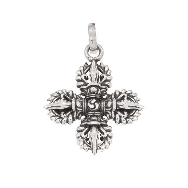 Collar Tibetano de Plata Esterlina 925 con Doble Dorje Vajra para la Fuerza Tibetan 925 Sterling Silver Double Dorje Vajra Strength Necklace