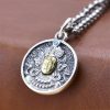 Collar de Tara Verde Doble Dorje Vajra de Plata Esterlina Tibetana 925 Tibetan 925 Sterling Silver Green Tara Double Dorje Vajra Necklace