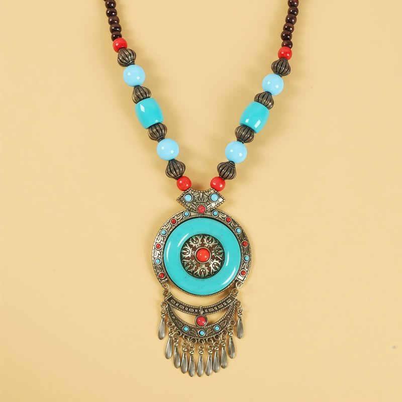 إكسسوار شعر بزخارف خرز التبت Tibetan Alloy Beads Decorative Tassel Hair Accessory