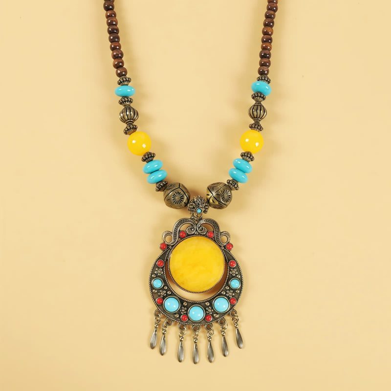 إكسسوار شعر بزخارف خرز التبت Tibetan Alloy Beads Decorative Tassel Hair Accessory