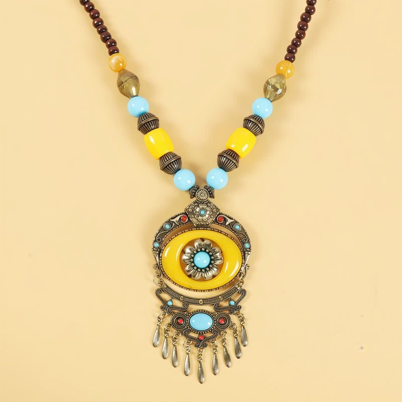 إكسسوار شعر بزخارف خرز التبت Tibetan Alloy Beads Decorative Tassel Hair Accessory