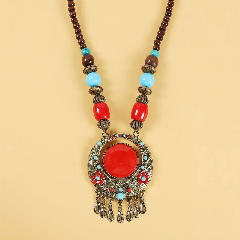 إكسسوار شعر بزخارف خرز التبت Tibetan Alloy Beads Decorative Tassel Hair Accessory