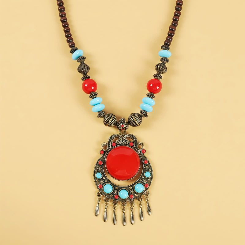 إكسسوار شعر بزخارف خرز التبت Tibetan Alloy Beads Decorative Tassel Hair Accessory