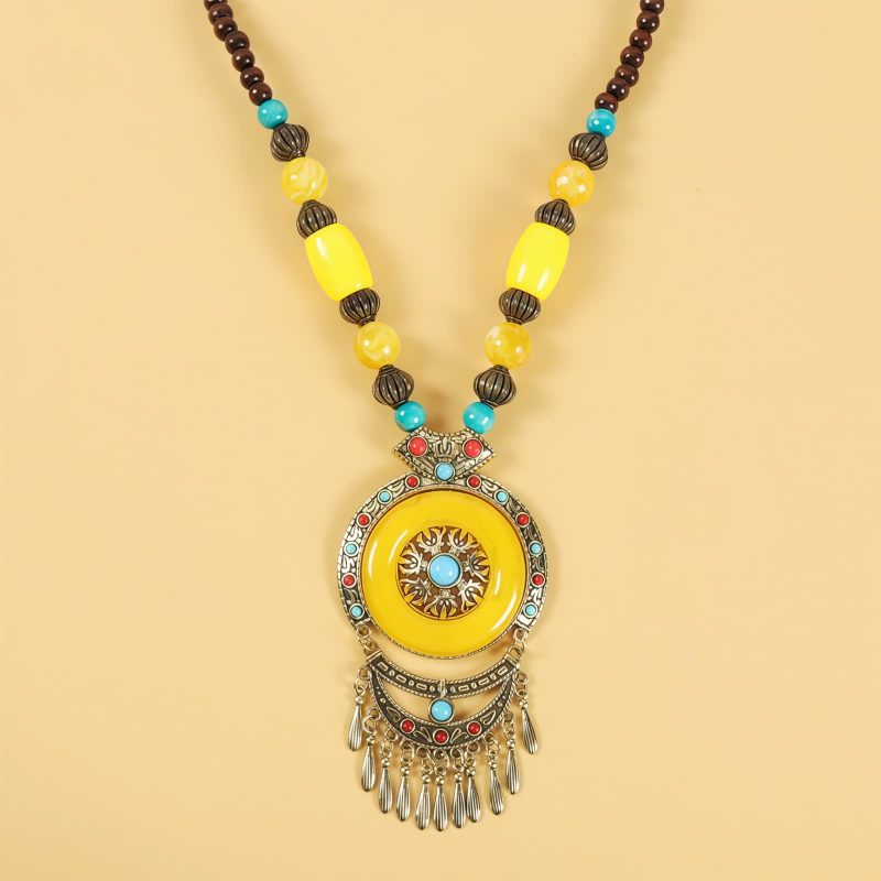 إكسسوار شعر بزخارف خرز التبت Tibetan Alloy Beads Decorative Tassel Hair Accessory