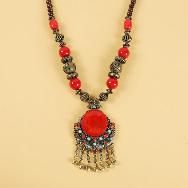 إكسسوار شعر بزخارف خرز التبت Tibetan Alloy Beads Decorative Tassel Hair Accessory