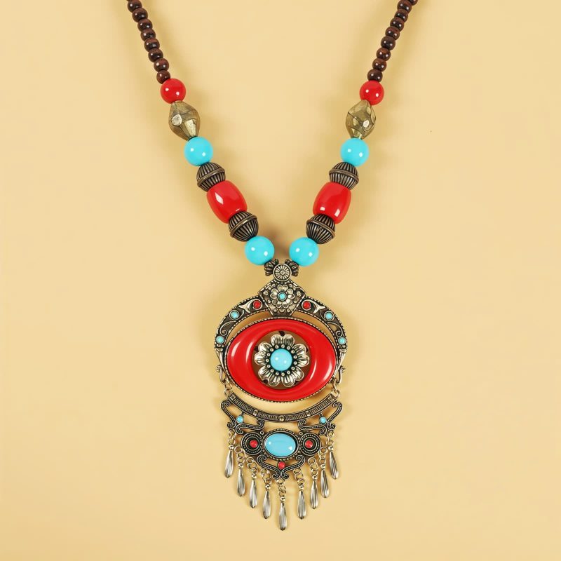 إكسسوار شعر بزخارف خرز التبت Tibetan Alloy Beads Decorative Tassel Hair Accessory