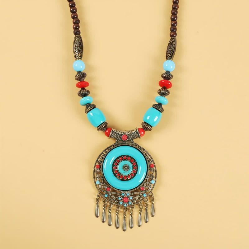 إكسسوار شعر بزخارف خرز التبت Tibetan Alloy Beads Decorative Tassel Hair Accessory