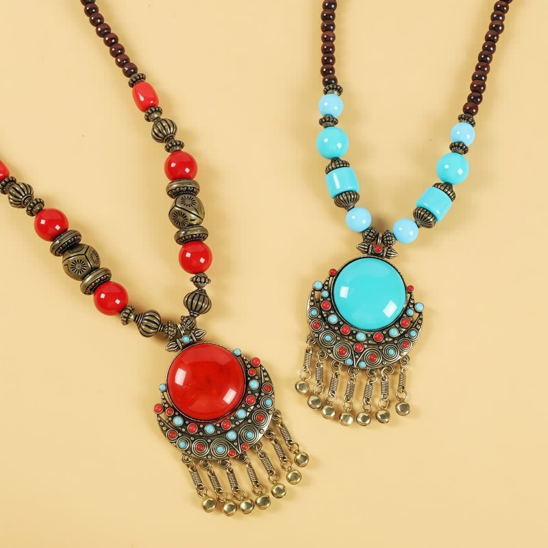 إكسسوار شعر بزخارف خرز التبت Tibetan Alloy Beads Decorative Tassel Hair Accessory