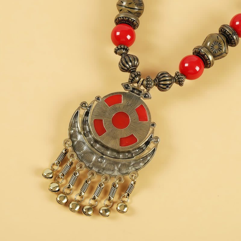 إكسسوار شعر بزخارف خرز التبت Tibetan Alloy Beads Decorative Tassel Hair Accessory