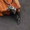 قلادة قلادة أسنان ذئب تبتي سوداء من التيتانيوم Tibetan Black Wolf Tooth Titanium Necklace Pendant