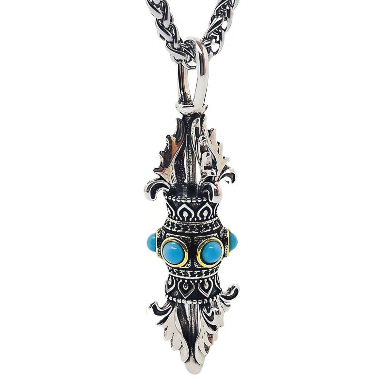Collar con dije de Vajra Dorje de cobre tibetano para la prosperidad Tibetan Copper Vajra Dorje Wealth Necklace Pendant