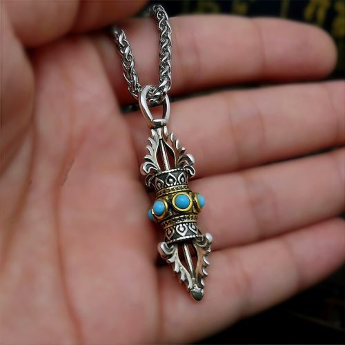Collar con dije de Vajra Dorje de cobre tibetano para la prosperidad Collar con dije de Vajra Dorje de cobre tibetano para la prosperidad