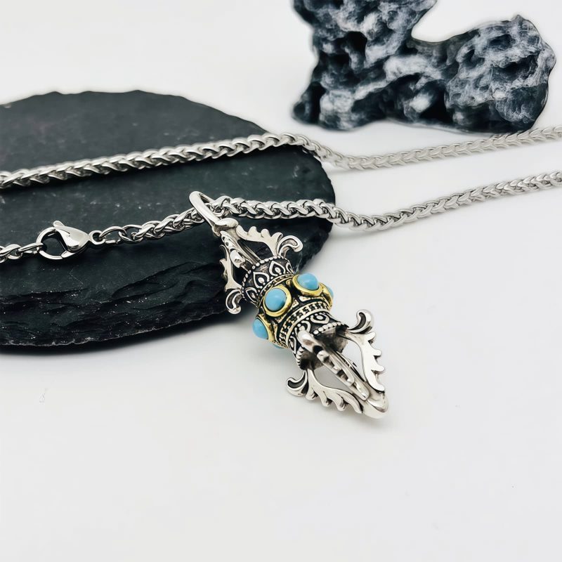 Collar con dije de Vajra Dorje de cobre tibetano para la prosperidad Tibetan Copper Vajra Dorje Wealth Necklace Pendant