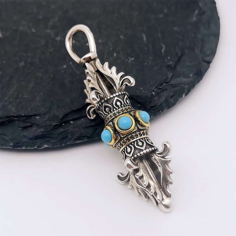 Collar con dije de Vajra Dorje de cobre tibetano para la prosperidad Tibetan Copper Vajra Dorje Wealth Necklace Pendant