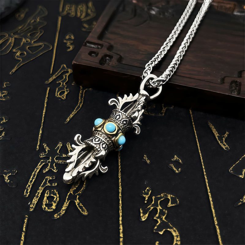 Collar con dije de Vajra Dorje de cobre tibetano para la prosperidad Tibetan Copper Vajra Dorje Wealth Necklace Pendant