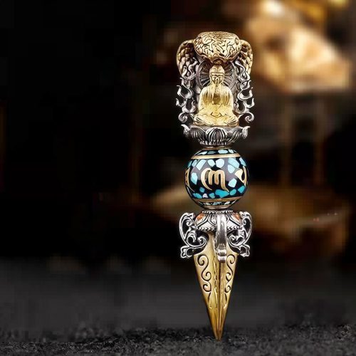 Collar con dije de Vajra de cobre tibetano con Om Mani Padme Hum Collar con dije de Vajra de cobre tibetano con Om Mani Padme Hum