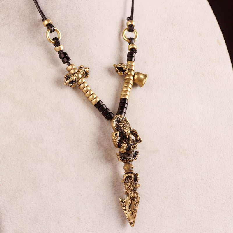 Collar con Elefante Dios de la Riqueza Ganesh Dorje Vajra Tibetano Tibetan Dorje Vajra Ganesh Elephant God of Wealth Necklace