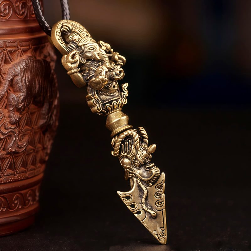 Collar con Elefante Dios de la Riqueza Ganesh Dorje Vajra Tibetano Tibetan Dorje Vajra Ganesh Elephant God of Wealth Necklace